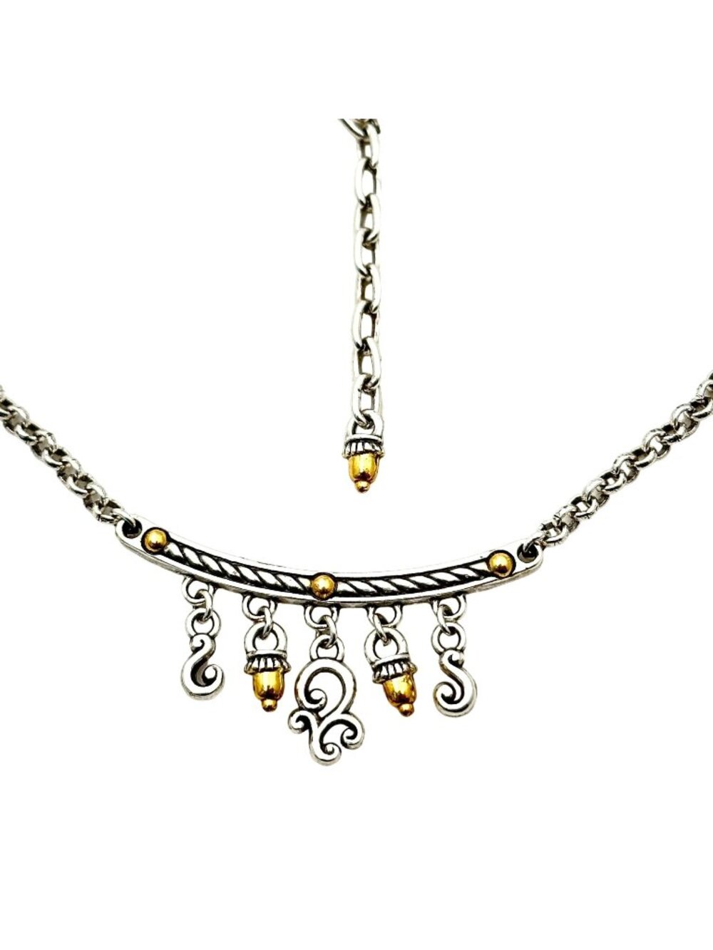 Brighton Necklace Silver Two Tone Pendant 16 - 18 Inch Necklace